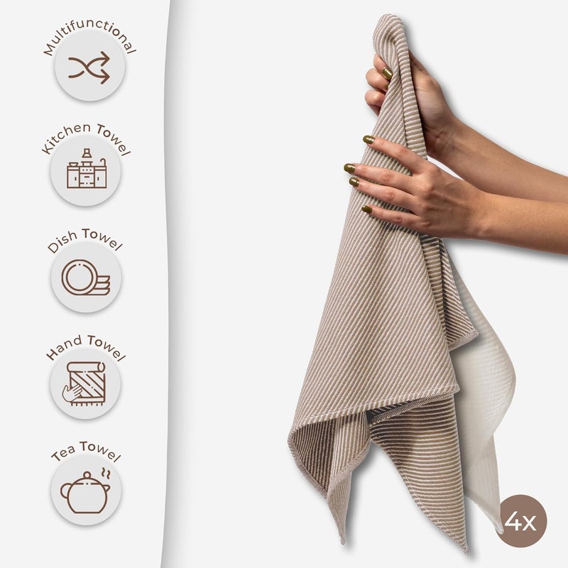 Ossano Kitchen Towels Set - 4 Pack, (20" x 30") - Boho & Decorative - Versatile as, Dish Towels for Drying Dishes, Drying Towels, Flour Sack Towel, Kitchen Cloths, Beige and Ecru - Image 2